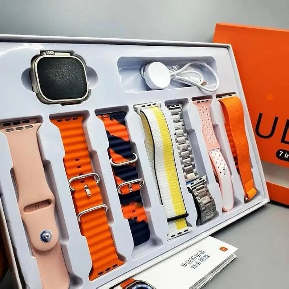 Ultra Smart Watch with 7 Color Straps – Stylish Bluetooth Smartwatch