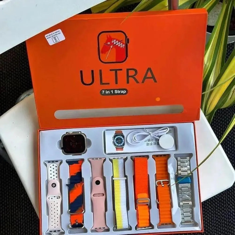 Ultra Smart Watch with 7 Color Straps – Stylish Bluetooth Smartwatch